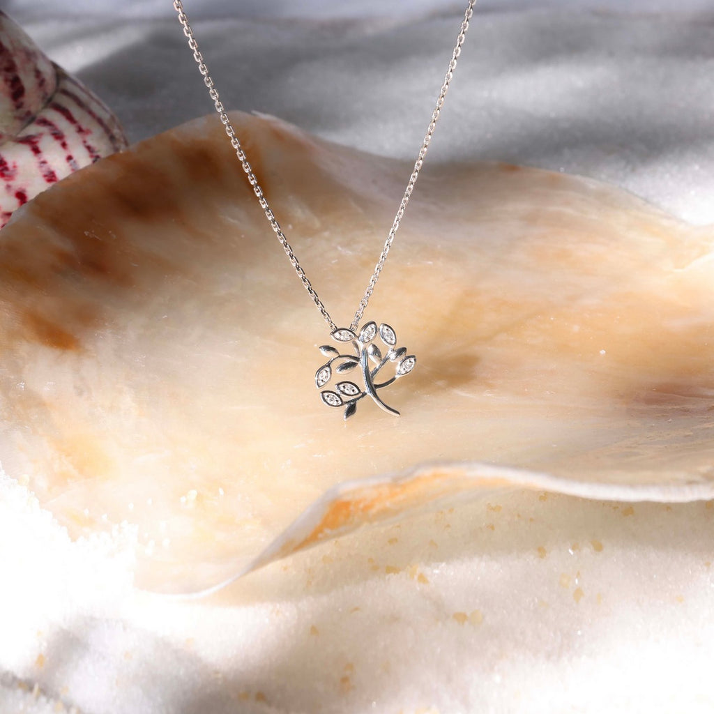 Colgante "Arbol De La Vida" 0.03Ct/7 - Oro Blanco