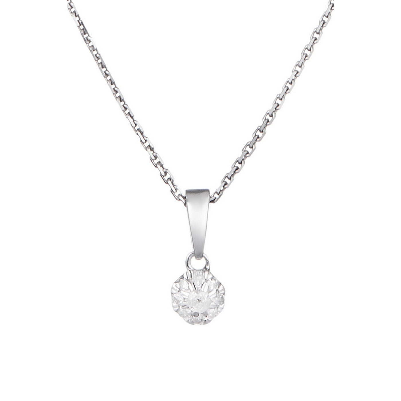 Colgante de diamantes "Idylle" 0.06/9 - Oro blanco 375/1000