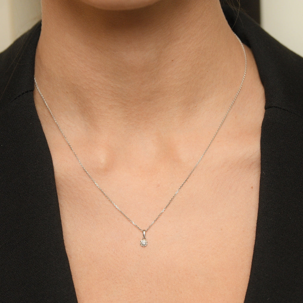 Colgante de diamantes "Idylle" 0.06/9 - Oro blanco 375/1000