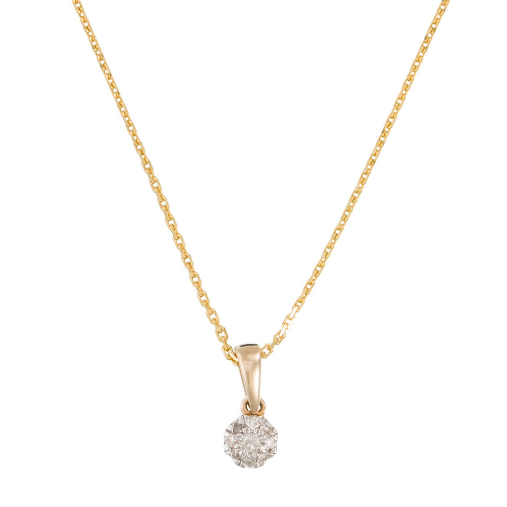 "Idylle" Diamond Pendant 0.06/9 - 375/1000 Yellow Gold