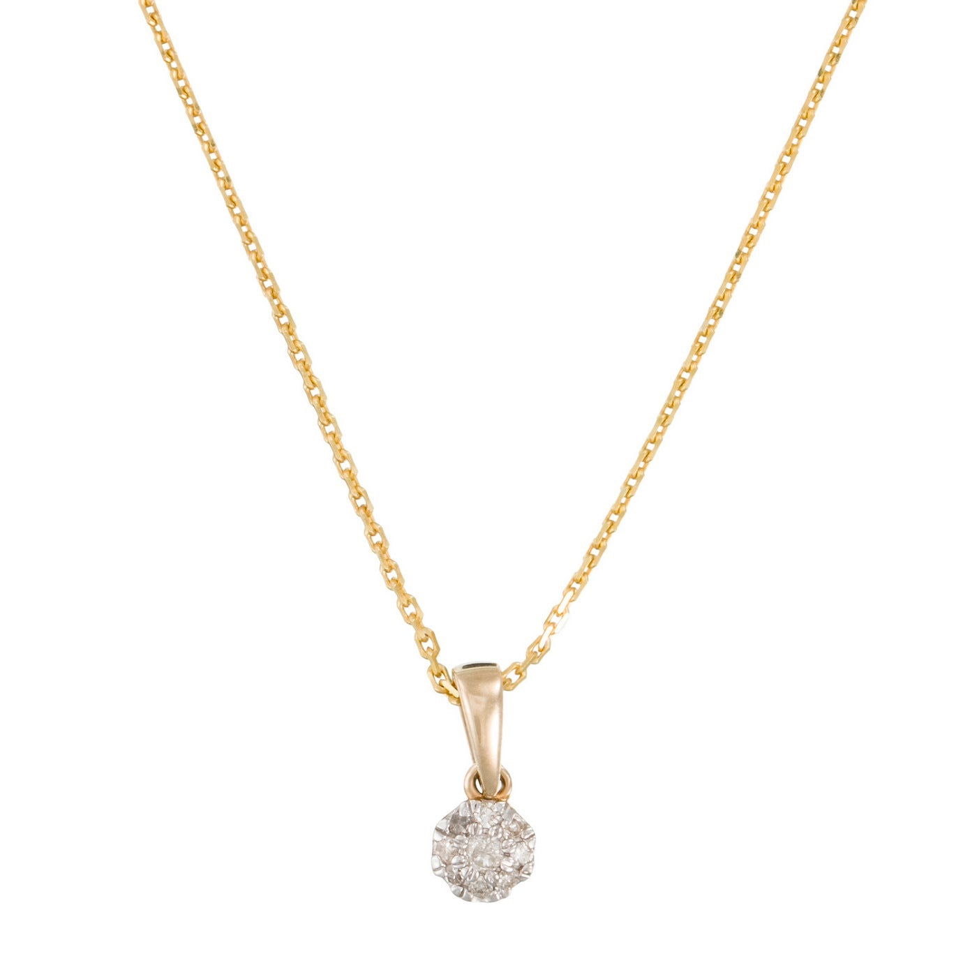 "Idylle" Diamond Pendant 0.06/9 - 375/1000 Yellow Gold