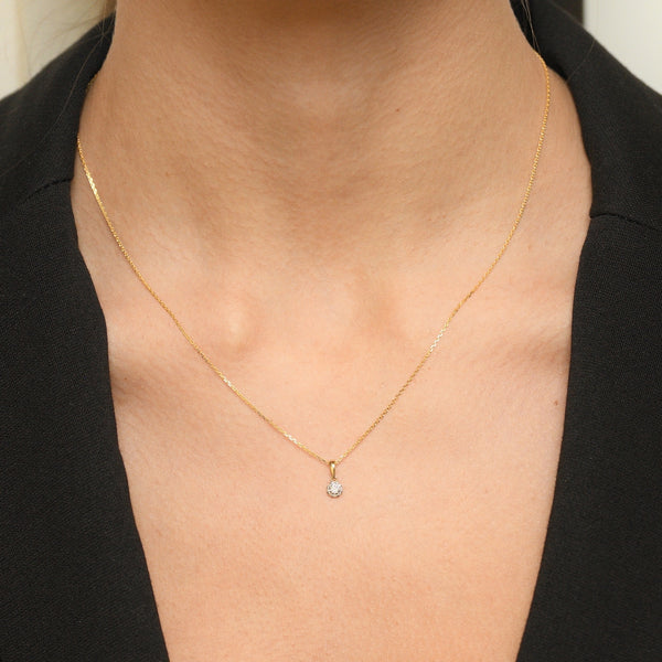 "Idylle" Diamond Pendant 0.06/9 - 375/1000 Yellow Gold