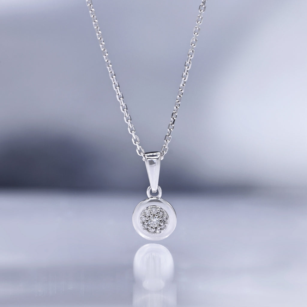 "Bomb" Pendant with 0.02/8 Diamonds - 375/1000 White Gold