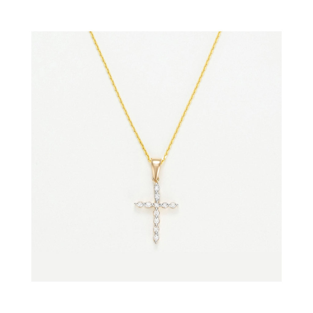 "Brilliant Cross" Pendant with 0.10/11 diamonds - 375/1000 Yellow Gold