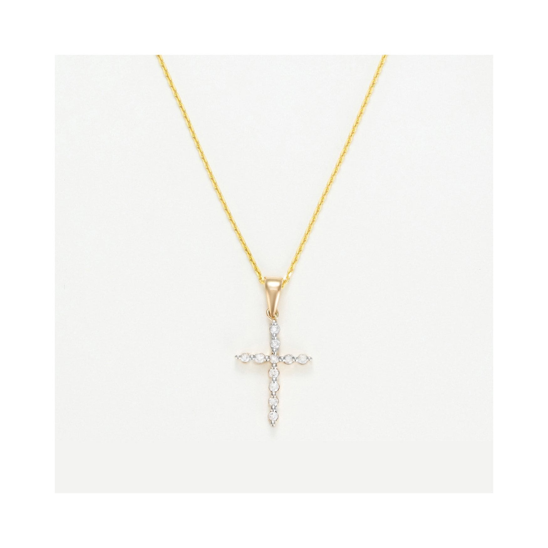 "Brilliant Cross" Pendant with 0.10/11 diamonds - 375/1000 Yellow Gold
