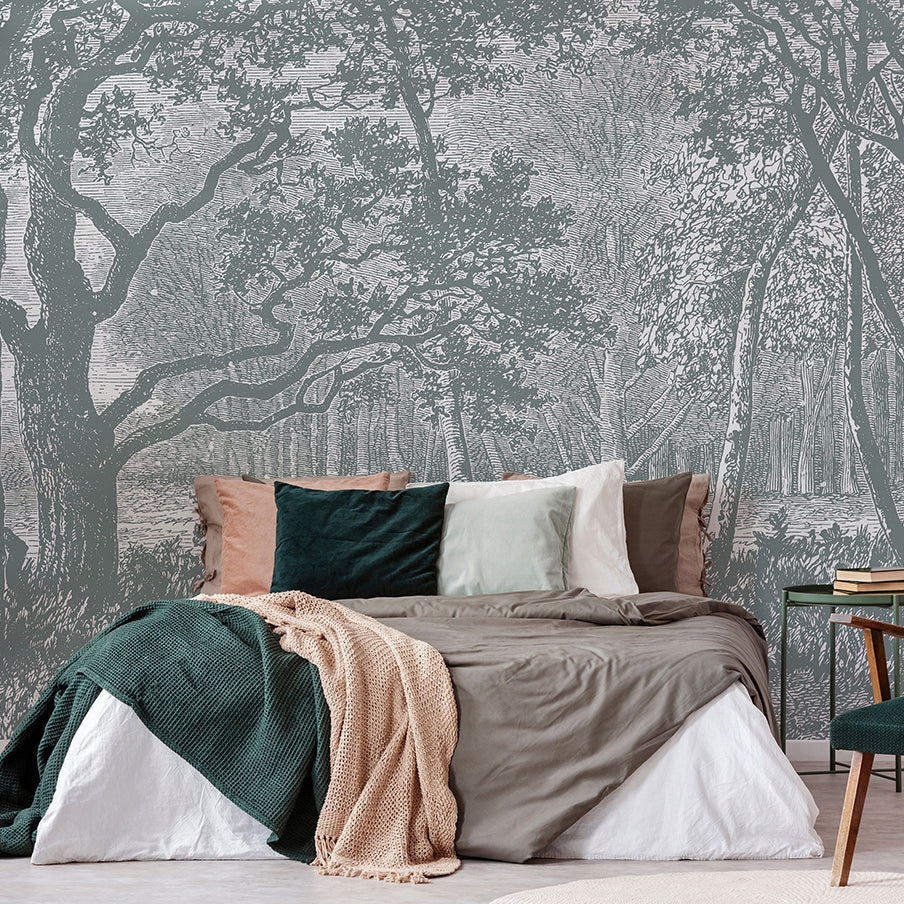 Panoramic Wallpaper - Brocéliande - Sage Green