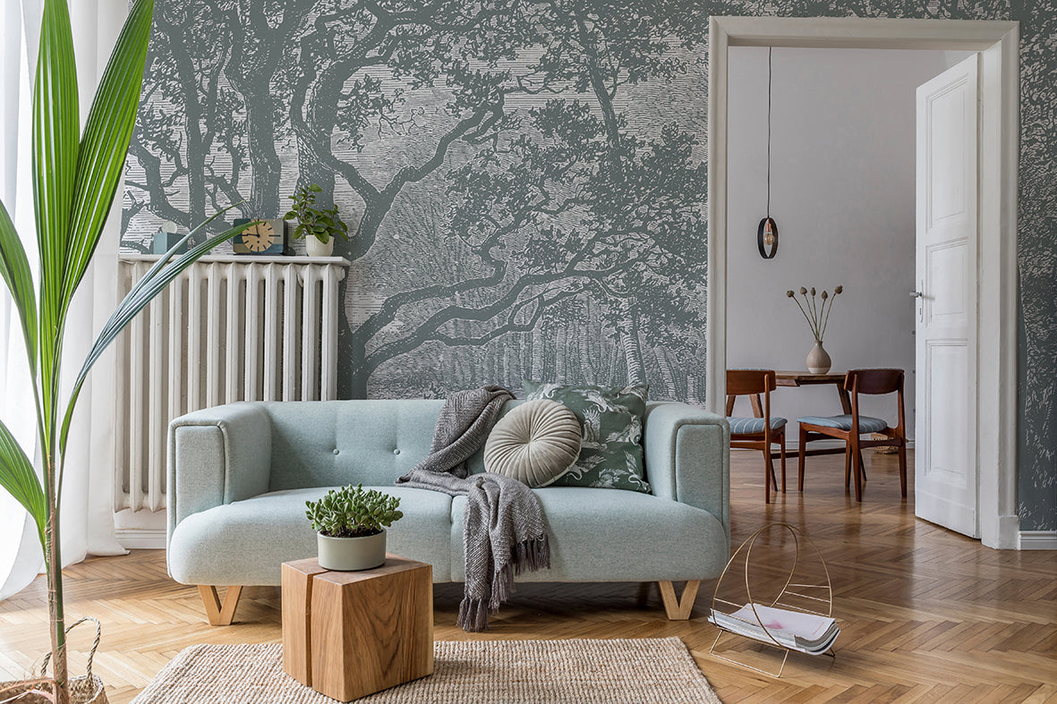 Panoramic Wallpaper - Brocéliande - Sage Green
