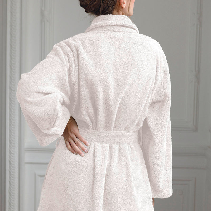 Plain Terry Toweling - Bathrobe - White