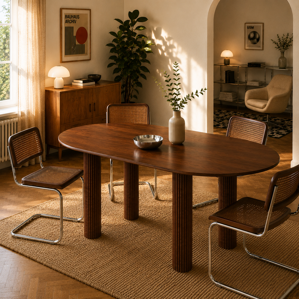 Penelope - Table De Séjour - Placage Chêne - Noyer