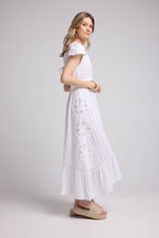 Vestido Largo Manga Corta - Blanco