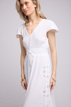 Vestido Largo Manga Corta - Blanco