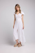 Vestido Largo Manga Corta - Blanco