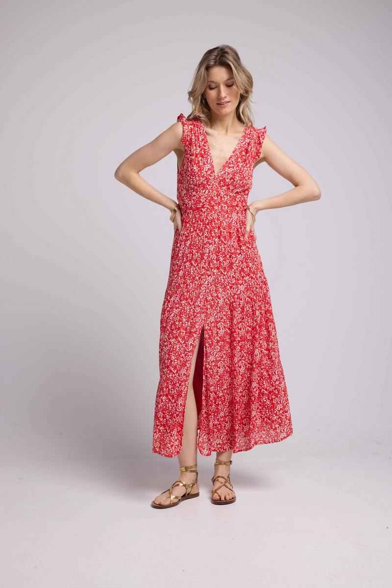 Robe Longue Sans Manche - Rouge