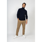 Marius Navy Turtleneck Sweater, Jersey, 345 Gr, 100% Cashmere, 4 Yarns - Men