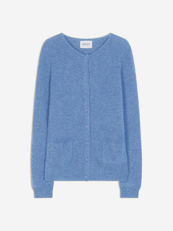 Amy Round Neck Cardigan - Sky Blue