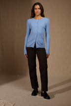 Amy Round Neck Cardigan - Sky Blue
