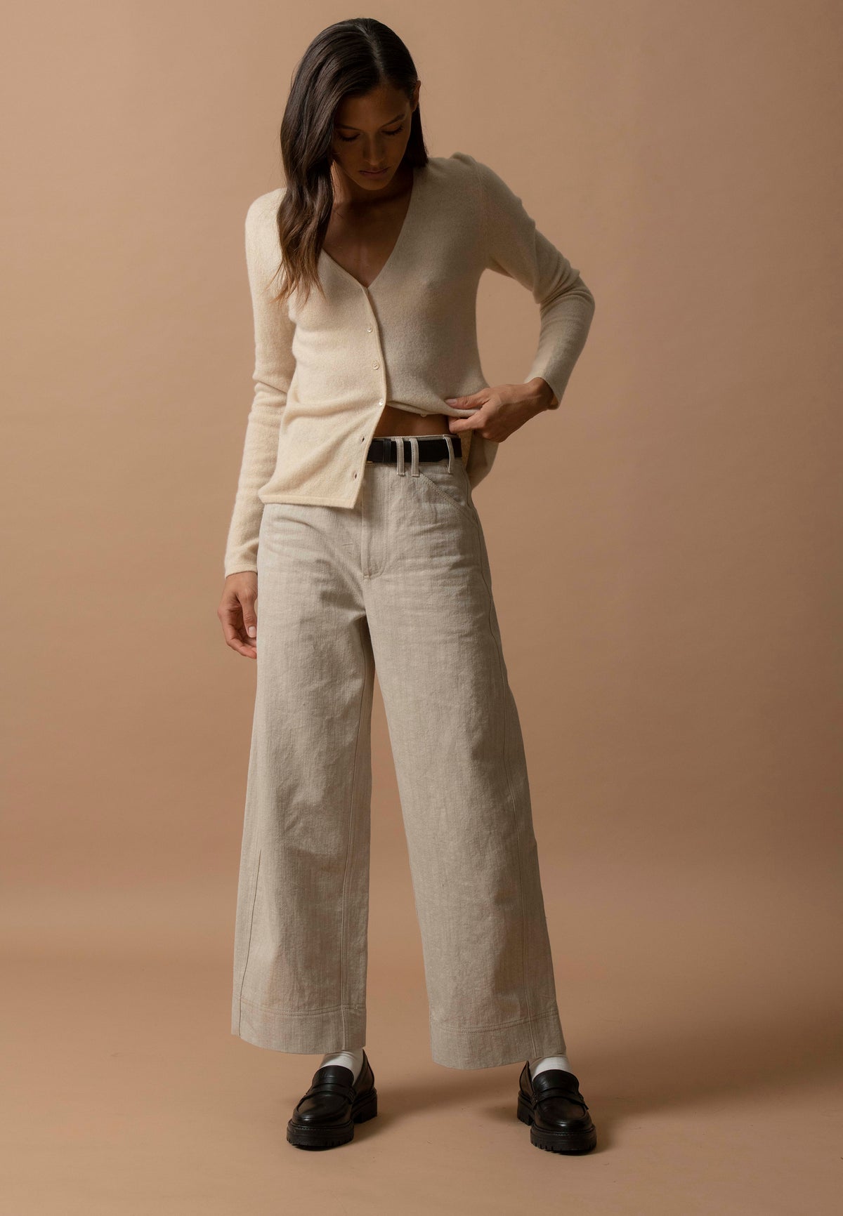 Cardigan Col V Paige - Sable