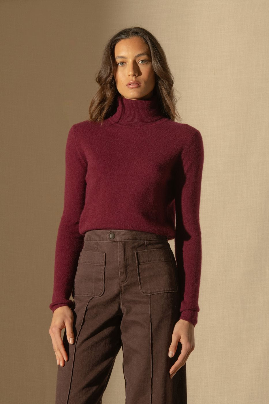 Pull Col Roulé Ashley - Bordeaux