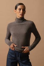 Pull Col Roulé Ashley - Taupe Chiné