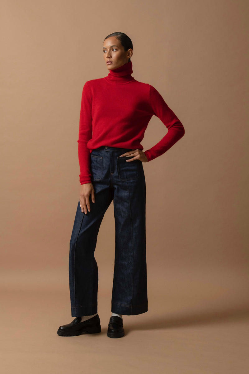 Pull Col Roulé - Ashley - Rouge