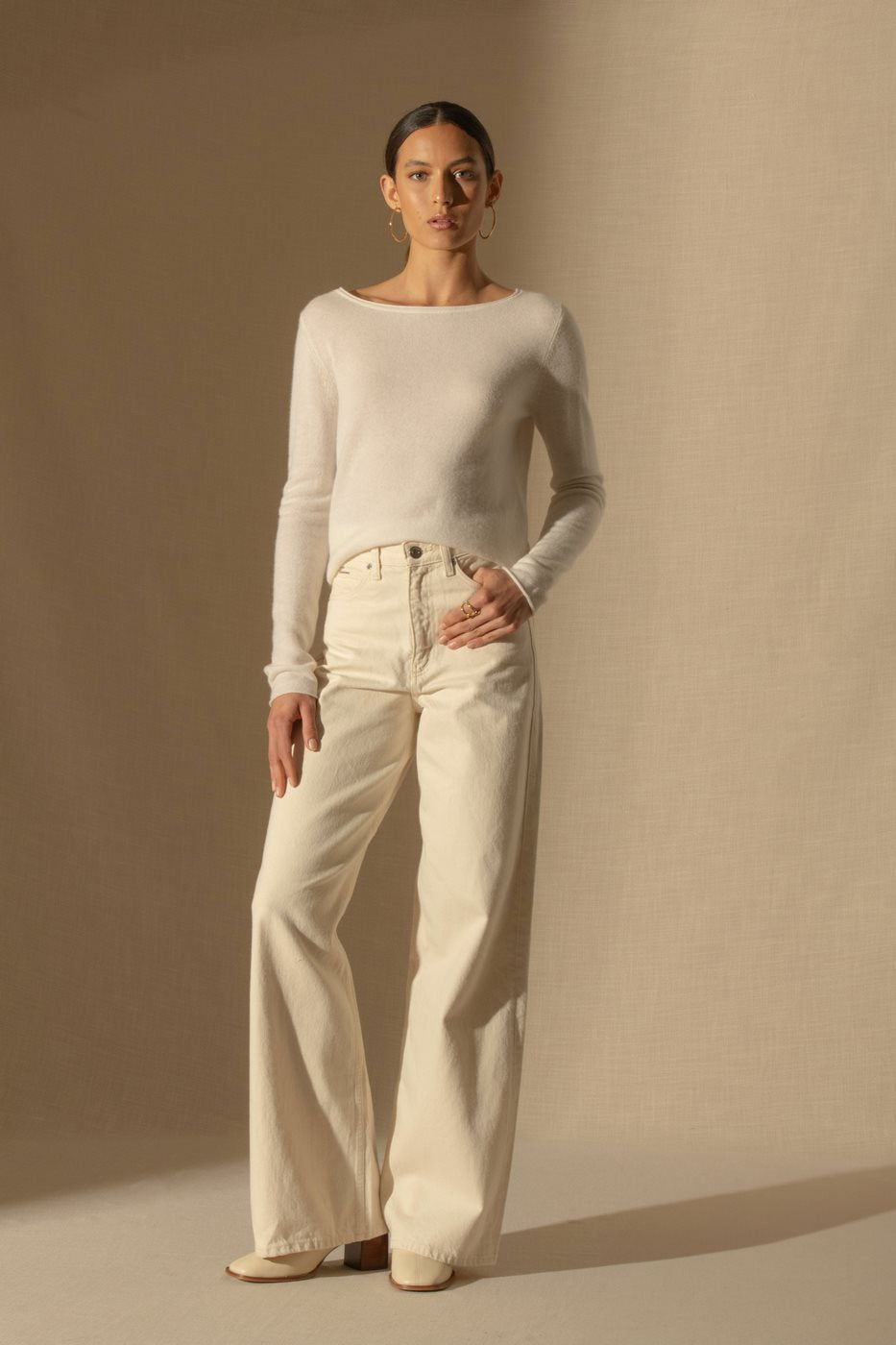 Megan Boat-Neck Jumper - Ivory