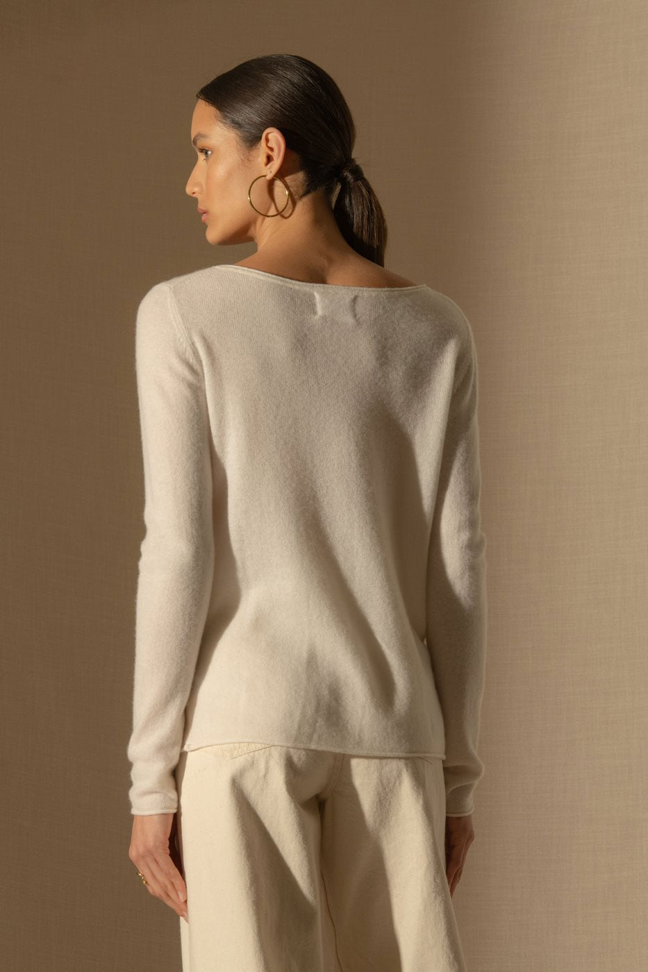 Megan Boat-Neck Jumper - Ivory