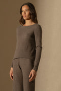 Maglione con scollo a barchetta Megan - Taupe Melange
