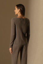 Maglione con scollo a barchetta Megan - Taupe Melange
