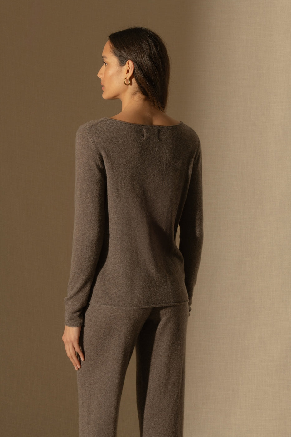 Maglione con scollo a barchetta Megan - Taupe Melange
