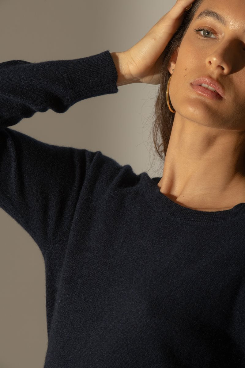 Jersey Cuello Barco Espalda Gota Leslie - Marino