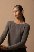 Oprah Crew-Neck Jumper - Mottled Taupe