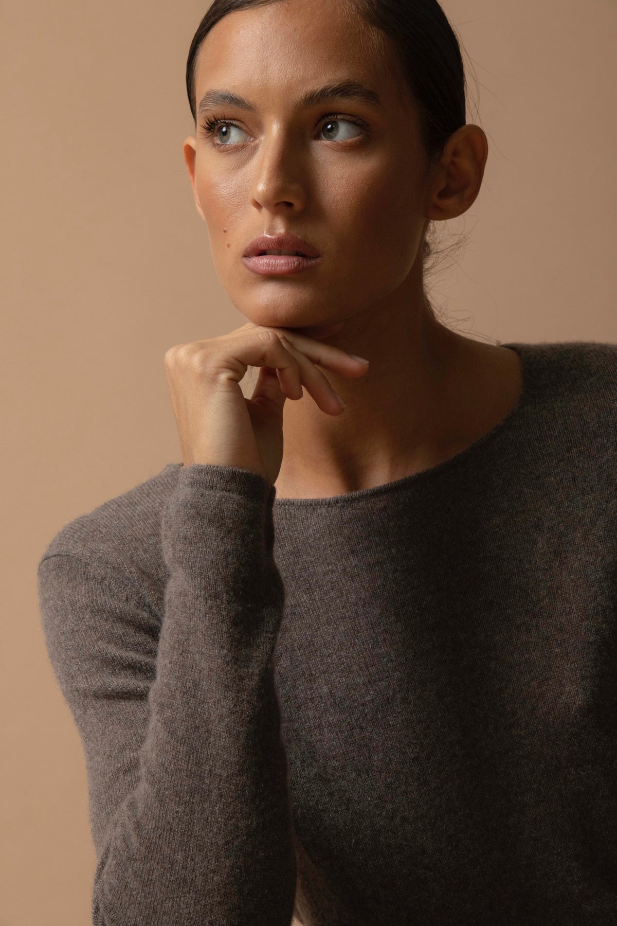 Oprah Crew-Neck Jumper - Mottled Taupe