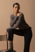 Oprah Crew-Neck Jumper - Mottled Taupe