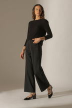 Round Neck Buttoned Back Sweater - Vanessa - Black
