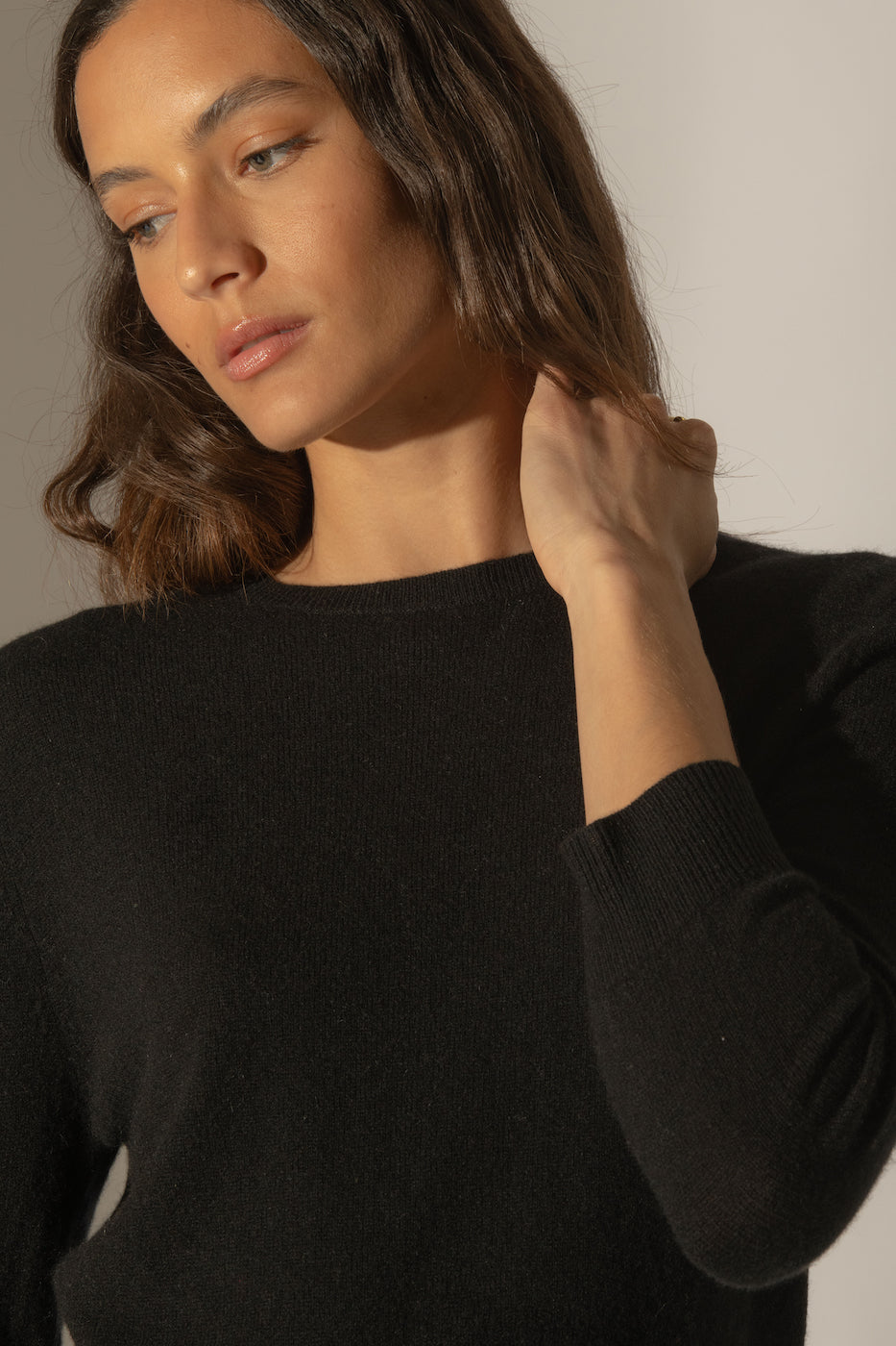 Round Neck Buttoned Back Sweater - Vanessa - Black