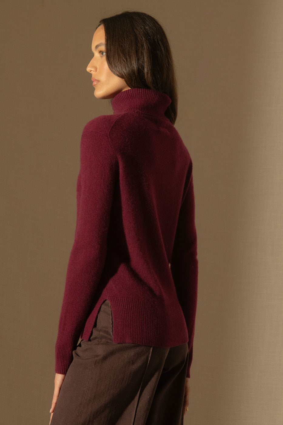 Roll Neck Jumper - Tracy - Burgundy