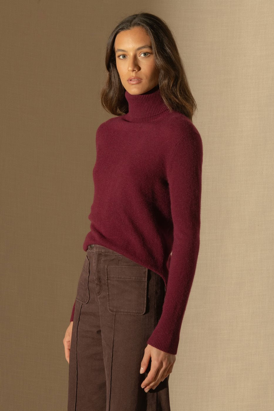 Roll Neck Jumper - Tracy - Burgundy