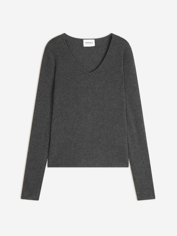 Jersey con Cuello de Pico Shannon - Antracita Jaspeado