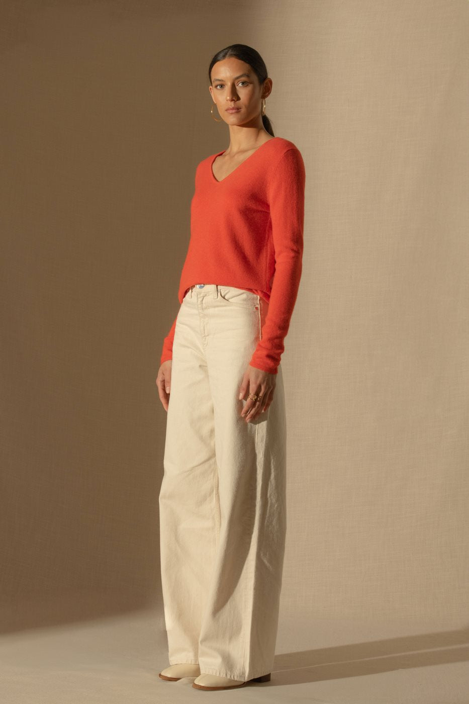Shannon V-Neck Jumper - Orange
