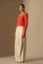 Shannon V-Neck Jumper - Orange
