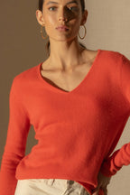 Shannon V-Neck Jumper - Orange