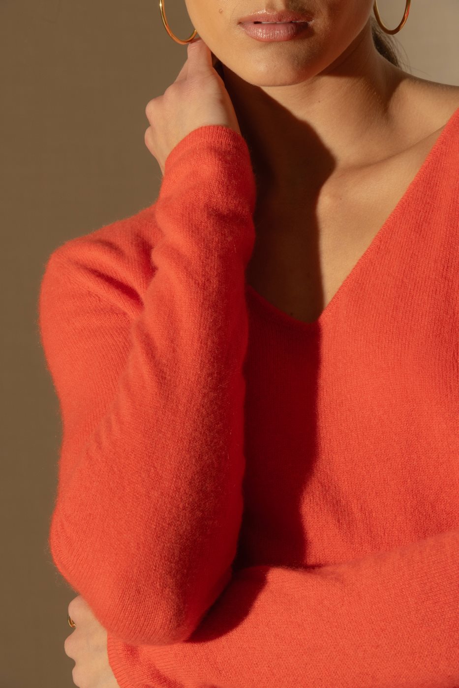 Shannon V-Neck Jumper - Orange
