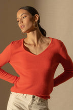 Shannon V-Neck Jumper - Orange