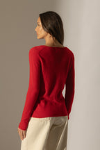 Pull Col V Shannon - Rouge