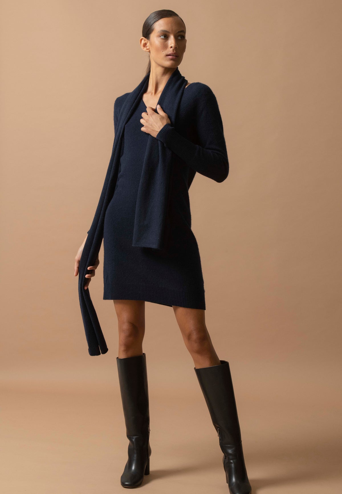 Jurk met V-hals Joy - Marineblauw