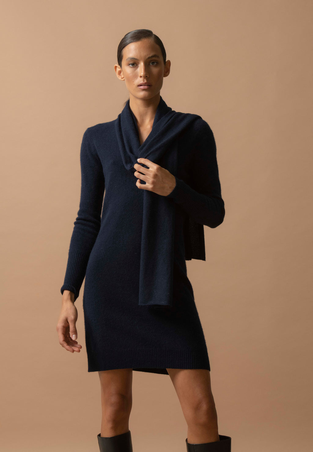 Jurk met V-hals Joy - Marineblauw