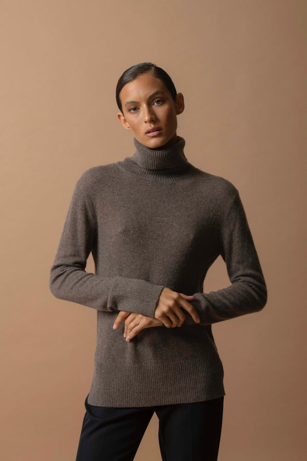 Pull Col Roulé Tracy - Taupe Chiné