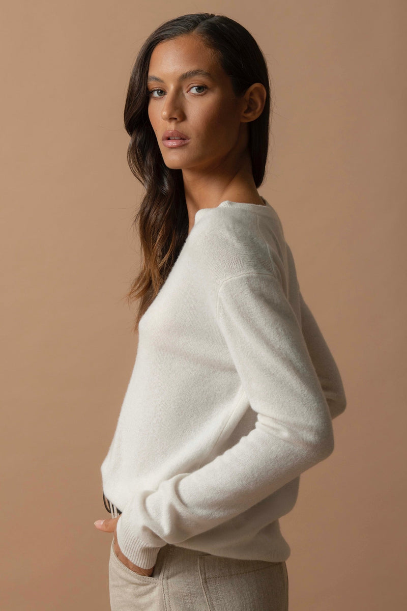 Pull Col V - Kalie - Ivoire