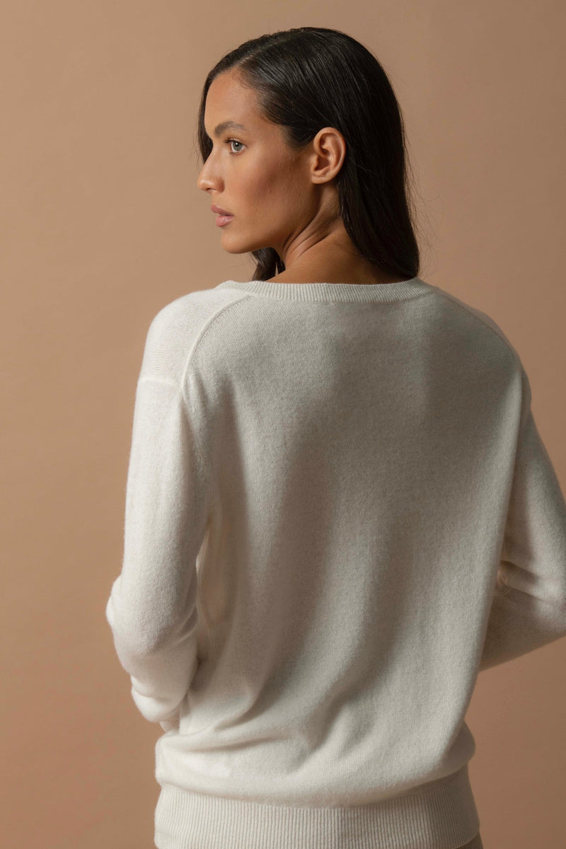Pull Col V - Kalie - Ivoire