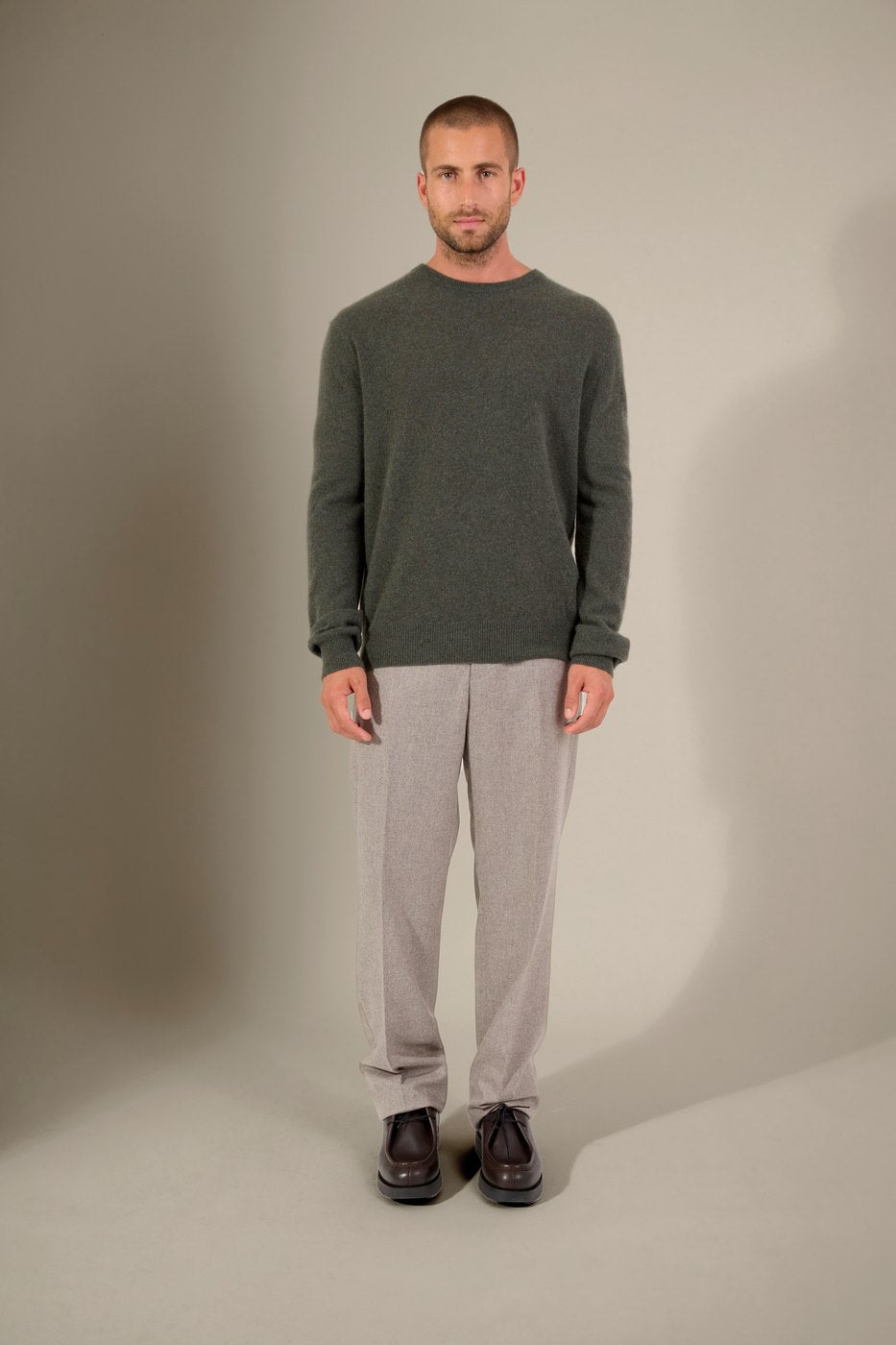 Pull Col Rond Blake - Kaki Chiné